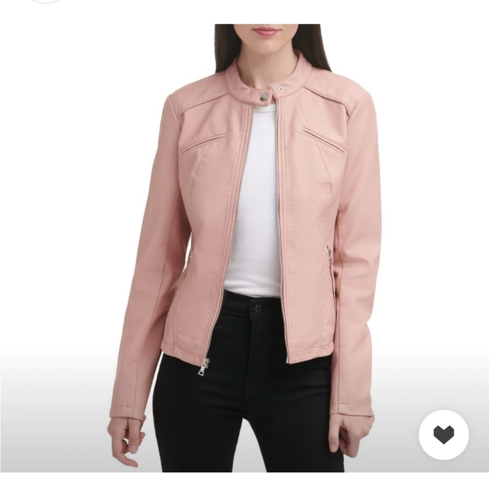 GUESS Band Collar Faux Leather Jacket